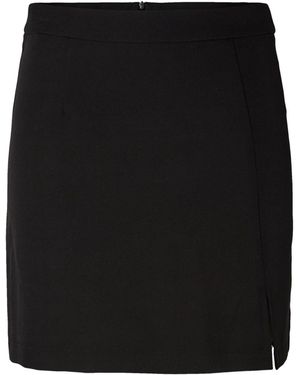 Pieces High Waist Slit Skirt - Black