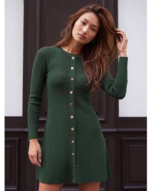 Roman Knitted Button Dress - Green