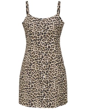 ONLY Leopard Print Button Through Strap Dress - Multicolor