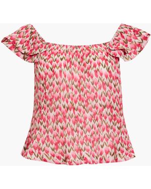 French Connection Noelle Plisse Ruffle Top - Pink