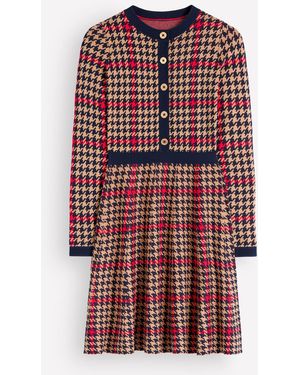 Boden Crew Neck Jacquard Dress - Red