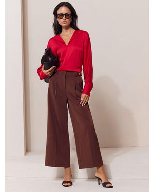 Lipsy Chocolate Culotte Tab Waist Pants - Red