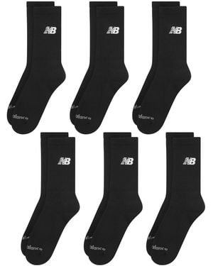New Balance Every Day Crew 6 Pack Socks - Black
