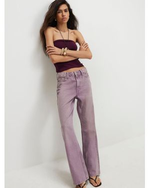 River Island High Rise Relaxed Straight Jeans - Purple