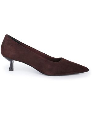 OFF THE HOOK Tilly Suede Pointed Toe Kitten Heel Court Shoes - Brown