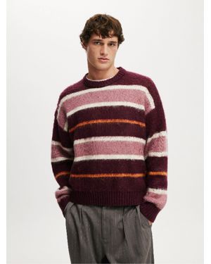 Cotton On Box Fit Fuzzy Crew Neck Knit Jumper - Red