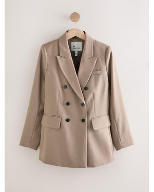 Next Neutral Taupe N. Premium Wool Blend Twill Blazer - Natural