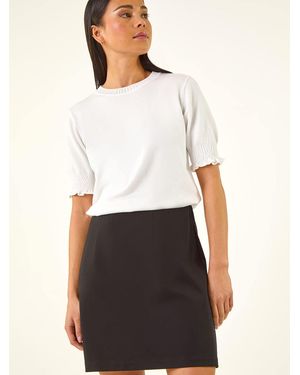 Roman Petite Ponte Stretch Pencil Skirt - White