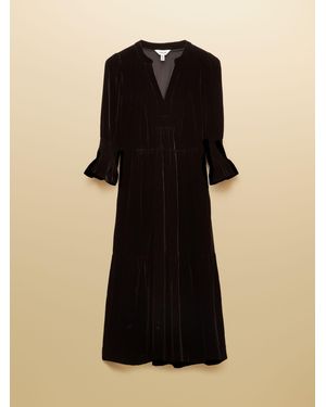 Joules Rosalind Velvet V-Neck Dress - Black