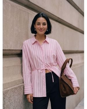 Vero Moda Long Sleeve Belted Stripe Shirt - Pink