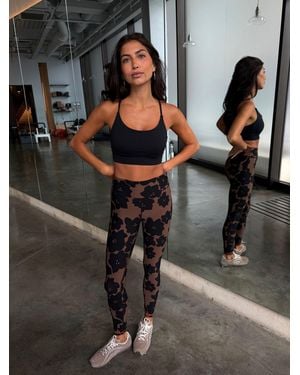 Never Fully Dressed Floral Ruched Waist Band Leggings - Black