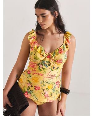 Figleaves Frill Tankini Top - Yellow