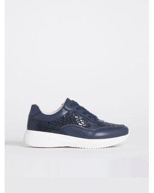 JD Williams Extra Wide Fit Lace Up Sneaker With Side Detail Shoes - Blue