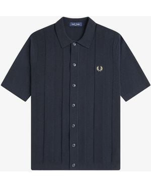 Fred Perry Tonal Vertical Stripe Shirt - Blue
