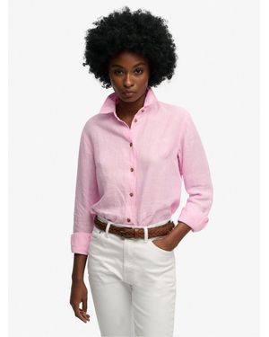 Superdry Premium Linen Boyfriend Shirt - Pink