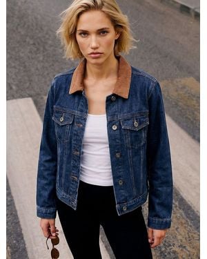 Roman Cord Collar Jacket - Blue