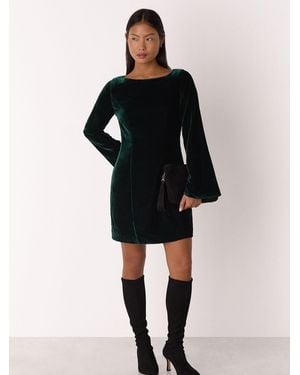 Whistles Petite Velvet Flare Sleeve Dress - Black