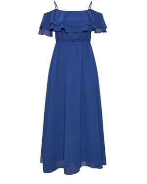 Yours Curve London Plain Cold Shoulder Dress - Blau