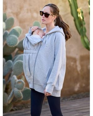Seraphine Cotton Blend Maternity & Baby-Wearing 3-In-1 Hoodie - Blue