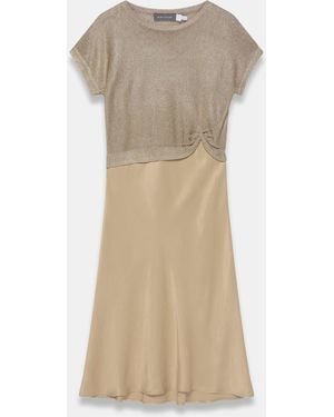 Mint Velvet Woven Mix Metallic Dress - Natural