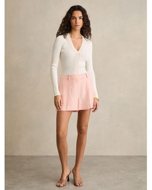 Reiss Magda Mid-Rise Tailored Shorts - Pink