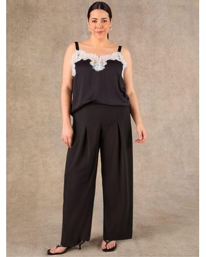 Live Unlimited Pleat Front Straight Leg Tailored Pants - Black