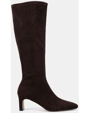 Novo Wide Fit Gaze Slim Block Heel Chisel Toe Stretch Knee Boot - Orange