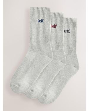 Self 3 Pack Cushion Sole Lounge Ankle Socks 3 Pack - White