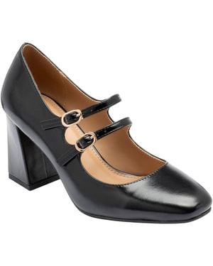 Lotus Heeled Mary Jane Shoes - Brown