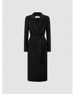 Reiss Arla Wollmantel Mit Blendnaht Und Gürtel - Schwarz