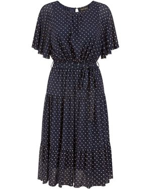 Yumi' Dot Print Mesh Stretch Midi Skater Dress - Blau