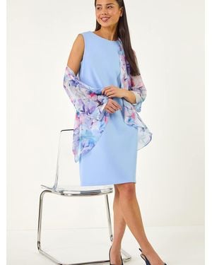 Roman Petite Floral Print Dress - Blue