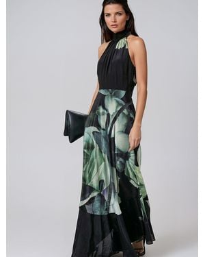 Religion Valeria Maxi Halter Neck Occasion Dress With Large Floral Print - Green