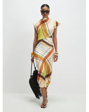 River Island Check Print Column Midi Dress - White