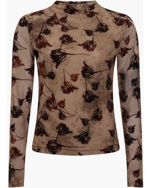 French Connection Tia Rose Mesh Velvet Burnout Top - Brown