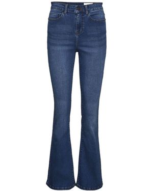 Noisy May High Waisted Slim Flared Leg Jeans - Blue