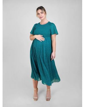 Jojo Maman Bébé Chiffon Pleated Nursing Midi Dress - Blue