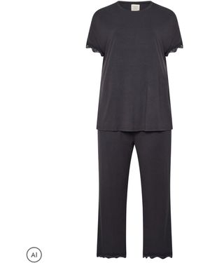 Evans Wide Leg Pyjamas Set - Blue