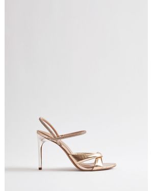 River Island Embellished Strappy Twist Heeled Sandals - White