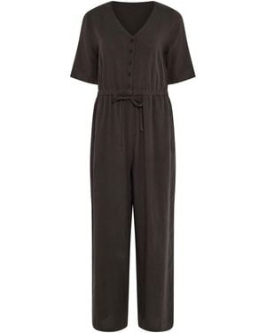 M Com Petite Short Sleeve Jumpsuit - Black