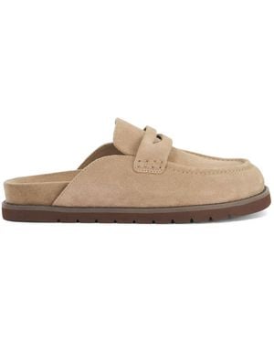 Dune Goldens Suede Mules - Brown