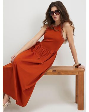 River Island Sleeveless Whipstitch Maxi Dress - Orange