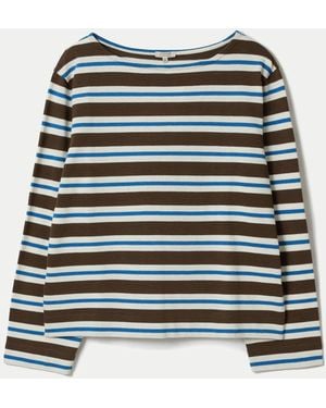 Jigsaw High Neck Stripe Ls Top - Black
