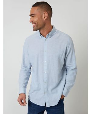 Threadbare Long Sleeve Linen Blend Shirt - Blue