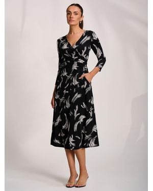Jolie Moi Fit And Flare Jersey Midi Dress - Black