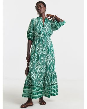 JD Williams Border Print Prairie Dress - Green
