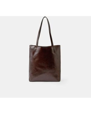 Accessorize Faux Leather Tote Bag - Brown