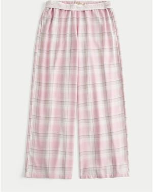 Hollister Low Rise Flannel Straight Leg Pajama Bottoms - Pink
