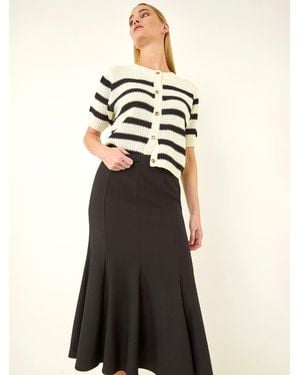 Roman Textured Panel Stretch Maxi Skirt - Black