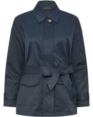 PixieGirl Petite Belted Midi Trench Coat - Blue